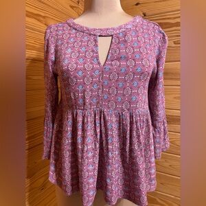 Altar'd State Pink and Blue Patterned Top